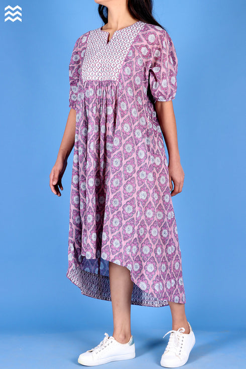 Mulmul Cotton Ellora Kaftan In Graphic Block Print
