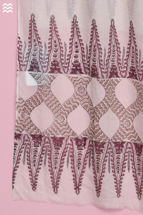 Wool Stole In Graphic Block Print