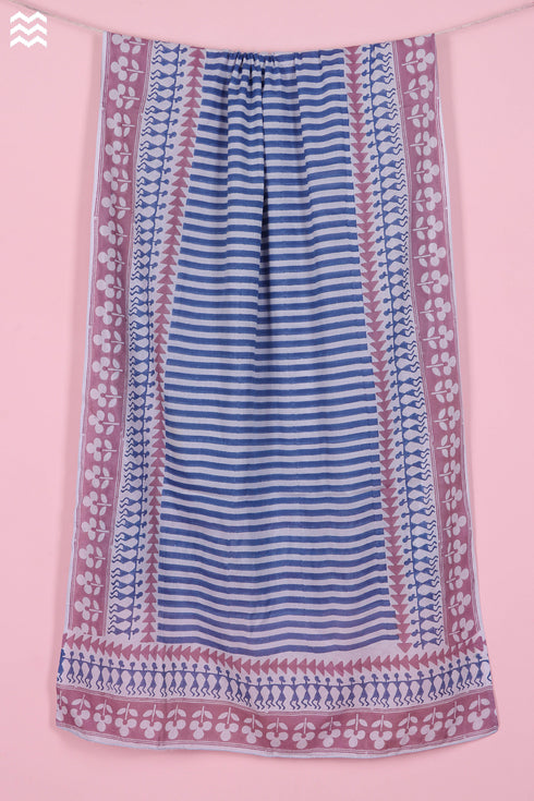 Mulmul Cotton Wrap In Graphic Block Print