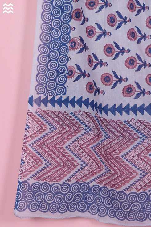 Mulmul Cotton Wrap In Assorted Block Print