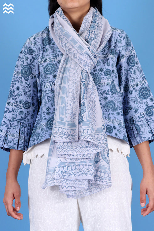 Mulmul Cotton Wrap In Graphic Block Print