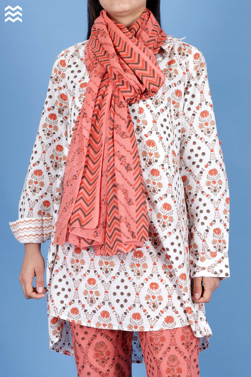 Mulmul Cotton Wrap In Assorted Block Print