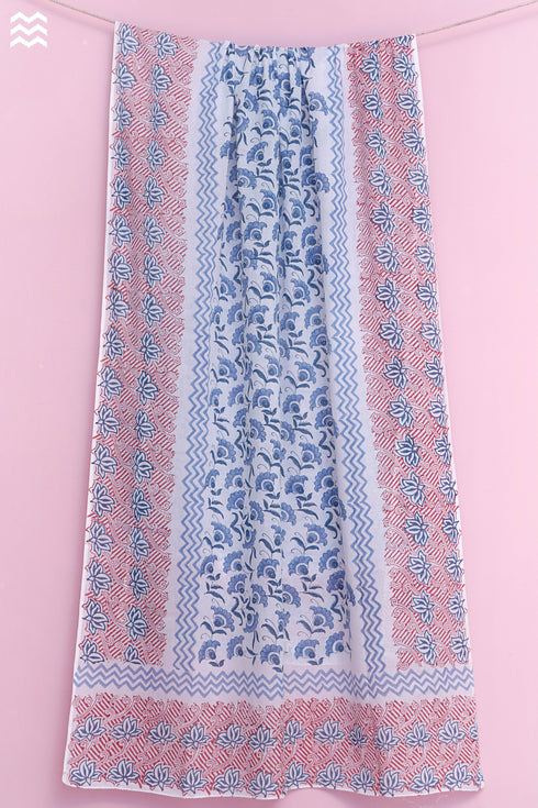 Mulmul Cotton Wrap In Floral Block Print