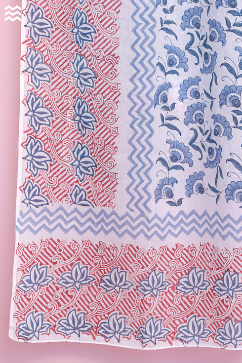 Mulmul Cotton Wrap In Floral Block Print