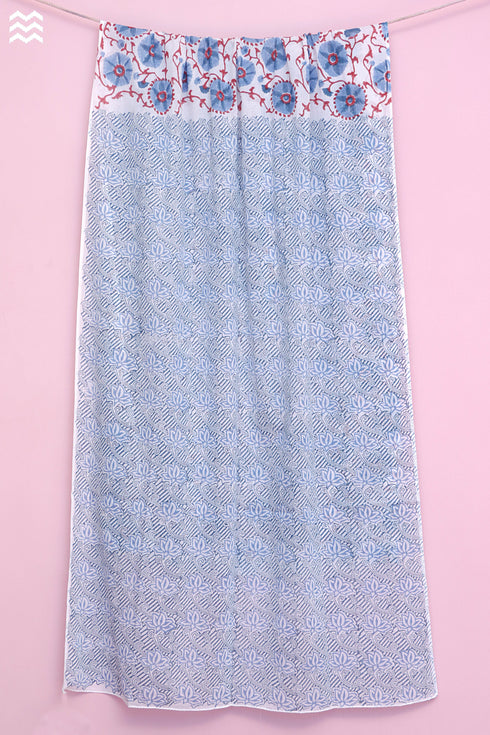 Mulmul Cotton Wrap In Floral Block Print