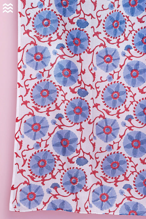 Mulmul Cotton Wrap In Floral Block Print