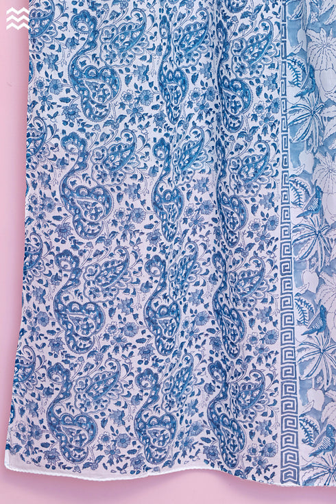 Mulmul Cotton Wrap In Assorted Block Print