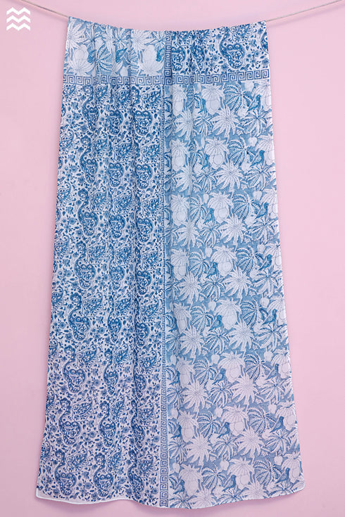 Mulmul Cotton Wrap In Assorted Block Print