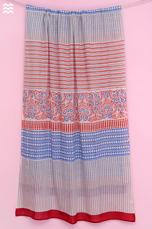 Mulmul Cotton Wrap In Assorted Block Print