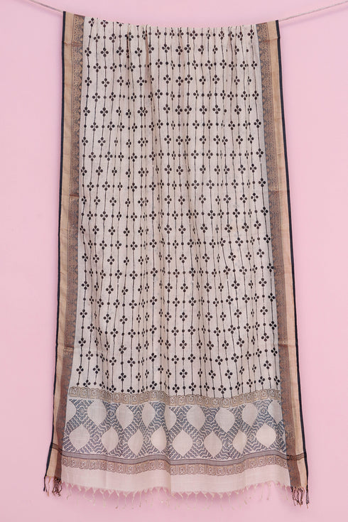 Bengal Cotton Jamdani Lou Lou Wrap With Graphic Block Print