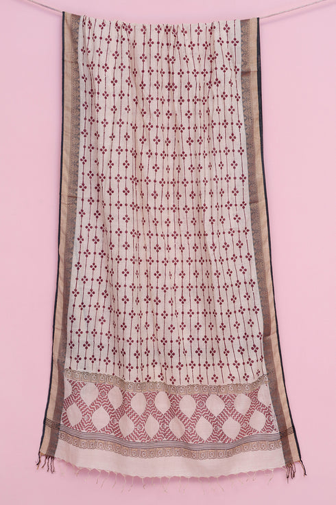 Bengal Cotton Jamdani Lou Lou Wrap With Graphic Block Print