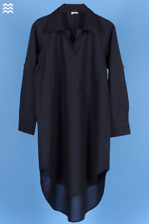 Slub Cotton Boyfriend Shirt In Black