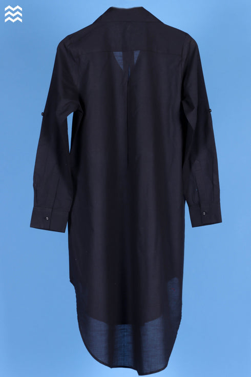 Slub Cotton Boyfriend Shirt In Black