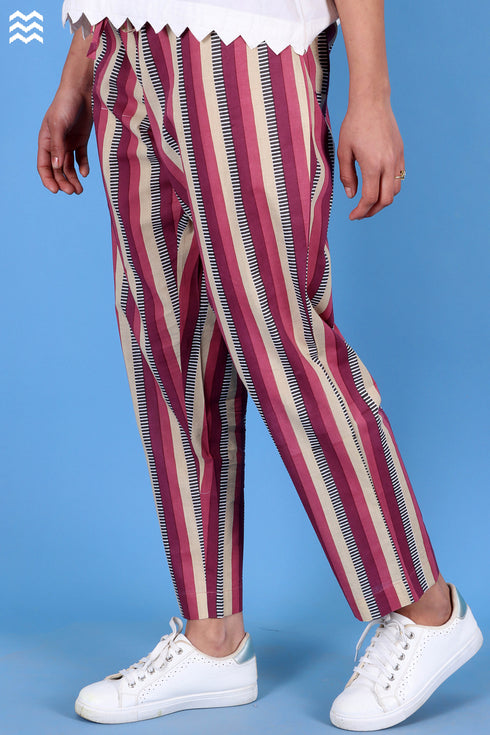 Cambric Cotton Clint Pant In Striped Print