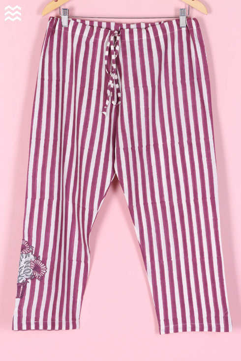 Khaadi Cotton Rose Pant In Striped Block Print