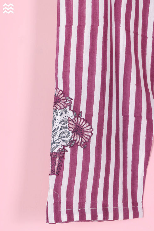 Khaadi Cotton Rose Pant In Striped Block Print