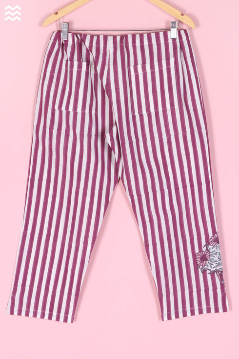 Khaadi Cotton Rose Pant In Striped Block Print