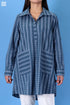 Cambric Cotton Boyfriend Shirt In Geometric Block Print