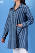 Cambric Cotton Boyfriend Shirt In Geometric Block Print