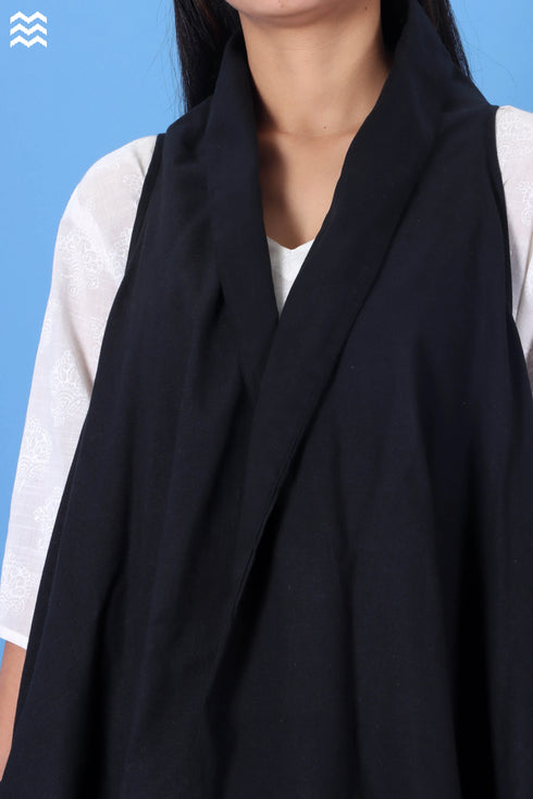 Khaadi Cotton Percy Overlay Jacket In Black