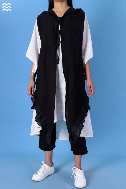 Khaadi Cotton Lola Overlay Jacket In Black
