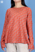 Silk Cotton Bias Inner Top in Zigzag Block Print