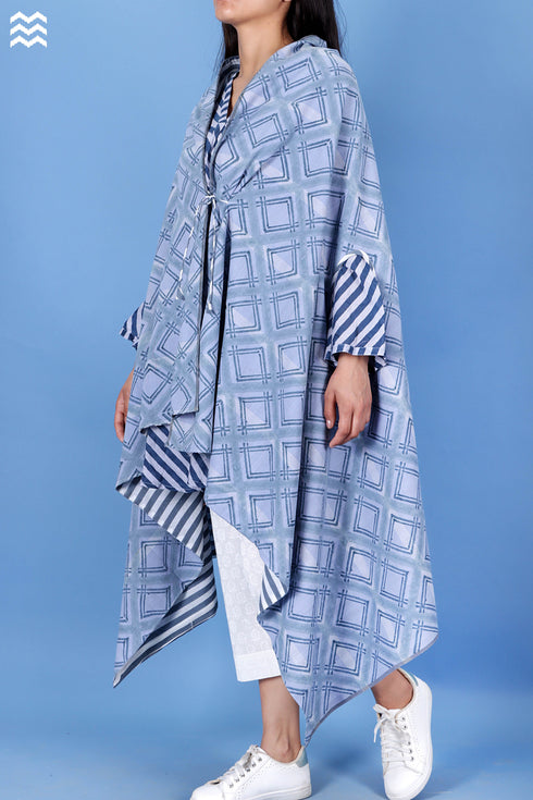 Khaadi Cotton Bob Overlay Jacket In Graphic Block Print