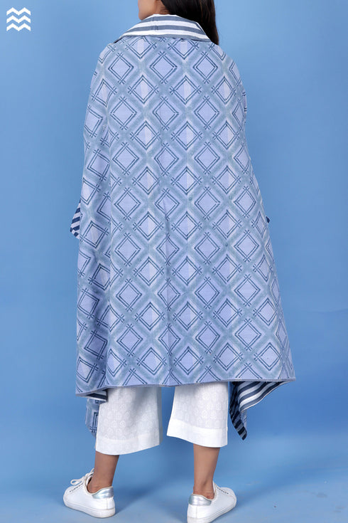 Khaadi Cotton Bob Overlay Jacket In Graphic Block Print