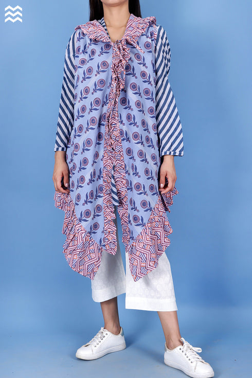 Khaadi Cotton Boho Overlay Jacket In Floral Block Print