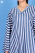 Mulmul Cotton Frilly Jelly Dress in Striped Block Print