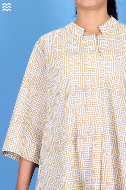 Slub Cotton Mai Tai Top In Graphic Block Print