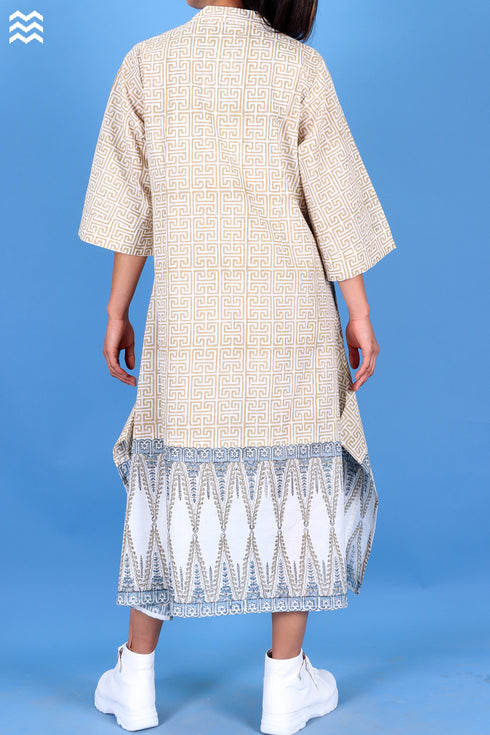 Slub Cotton Mai Tai Top In Graphic Block Print