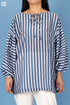 Cotton Silk Stanley Top In Striped Block Print