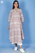 Slub Cotton V- Neck Top In Block Print