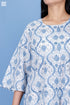 Slub Cotton Long SJB Top In Graphic Block Print