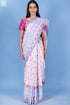 Mulmul Cotton Saree With Fall In Floral Block Print