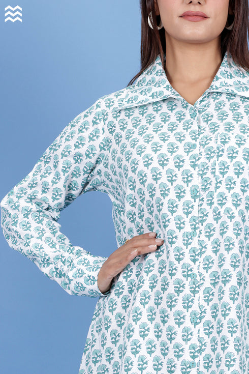 Rayon Boyfriend Shirt In Floral Block Print
