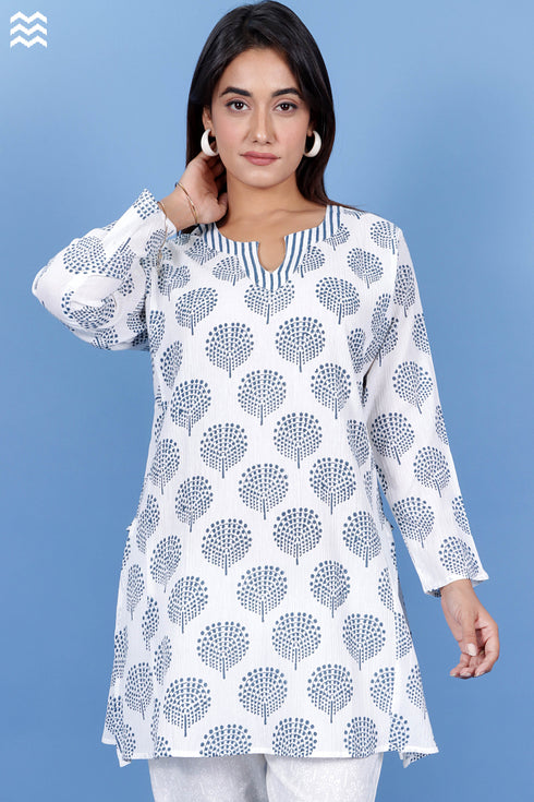 Crepe Cotton Anu Kurta In Graphic Block Print