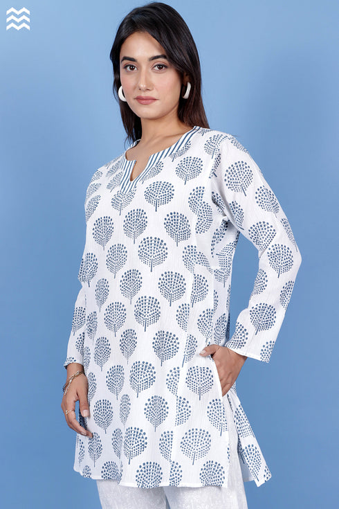 Crepe Cotton Anu Kurta In Graphic Block Print