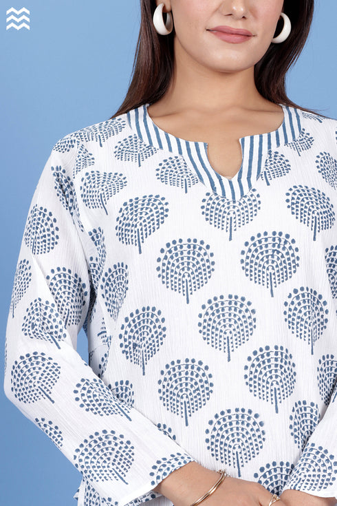 Crepe Cotton Anu Kurta In Graphic Block Print