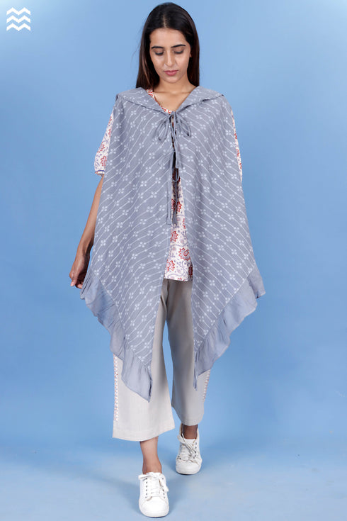 Crepe Cotton Lola Shrug In Graphic Block Print