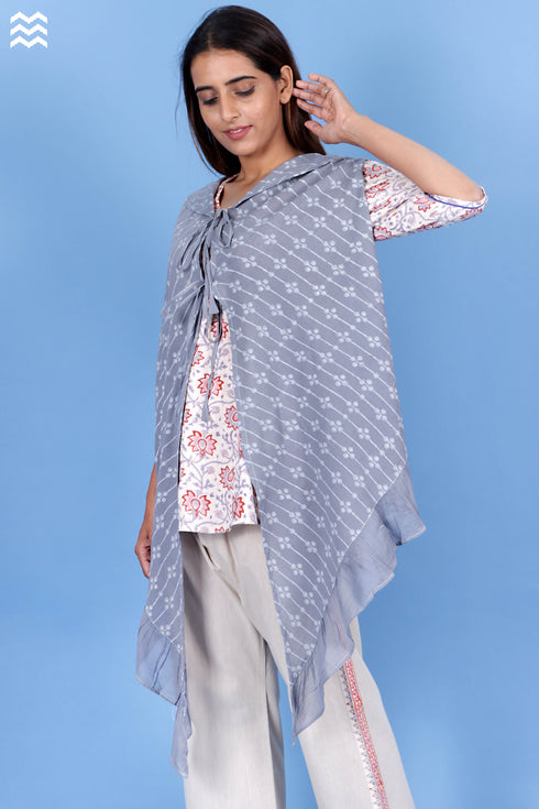 Crepe Cotton Lola Shrug In Graphic Block Print