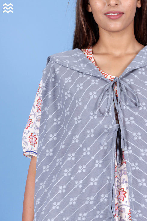 Crepe Cotton Lola Shrug In Graphic Block Print