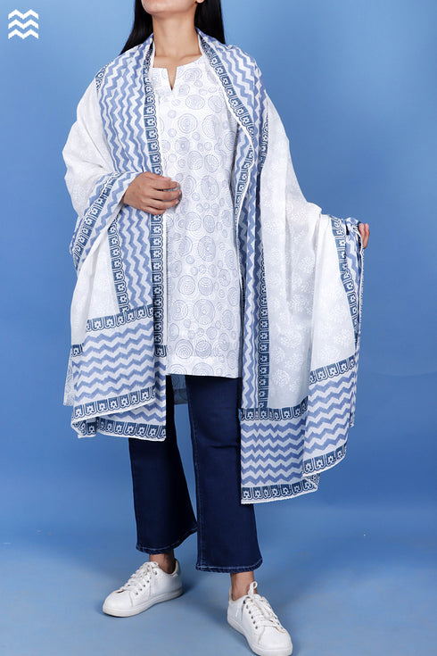 Slub Cotton Uma Top In Graphic Block Print