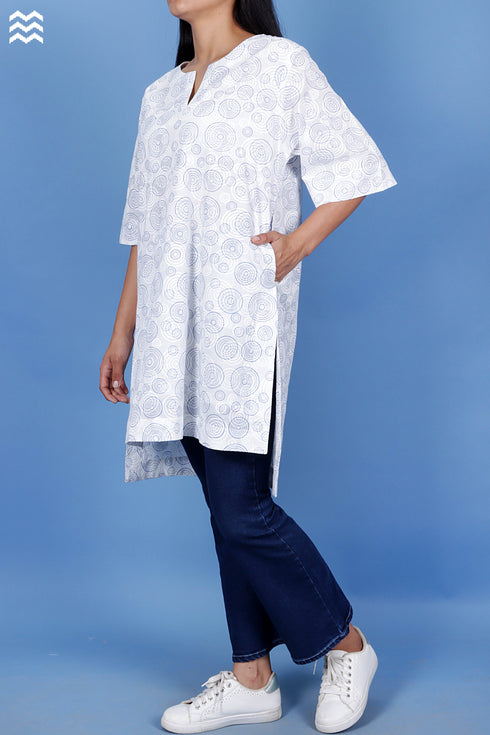 Slub Cotton Uma Top In Graphic Block Print