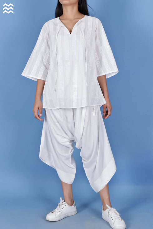 Slub Cotton Annabelle Top In Graphic Block Print