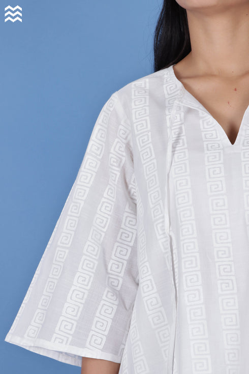 Slub Cotton Annabelle Top In Graphic Block Print
