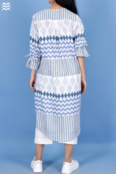 Slub Cotton Sheiba Top In Graphic Block Print