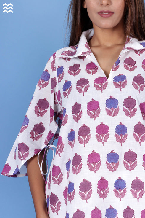 Slub Cotton AC Shirt In Floral Block Print