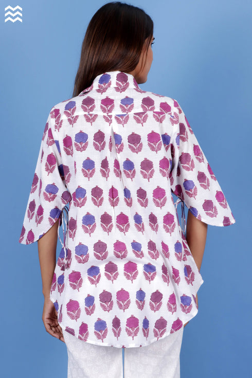 Slub Cotton AC Shirt In Floral Block Print